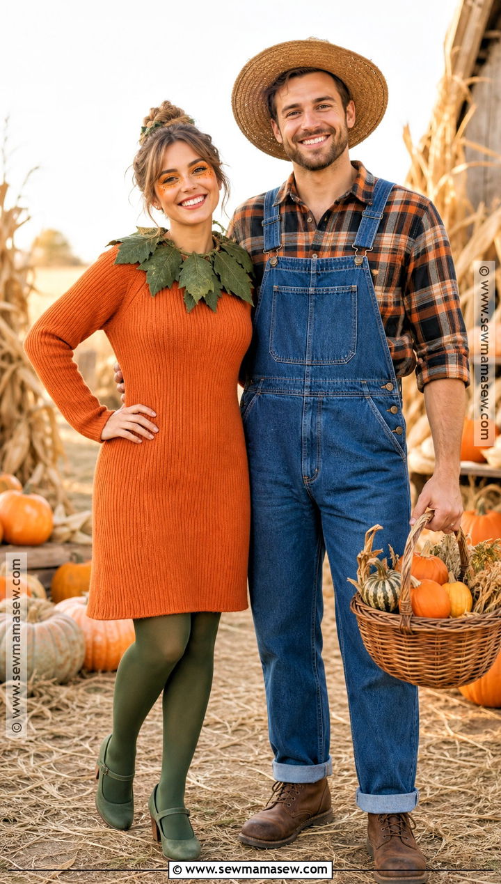 Pumpkin And Farmer Couple Outfit - 30 Couples Halloween Outfits