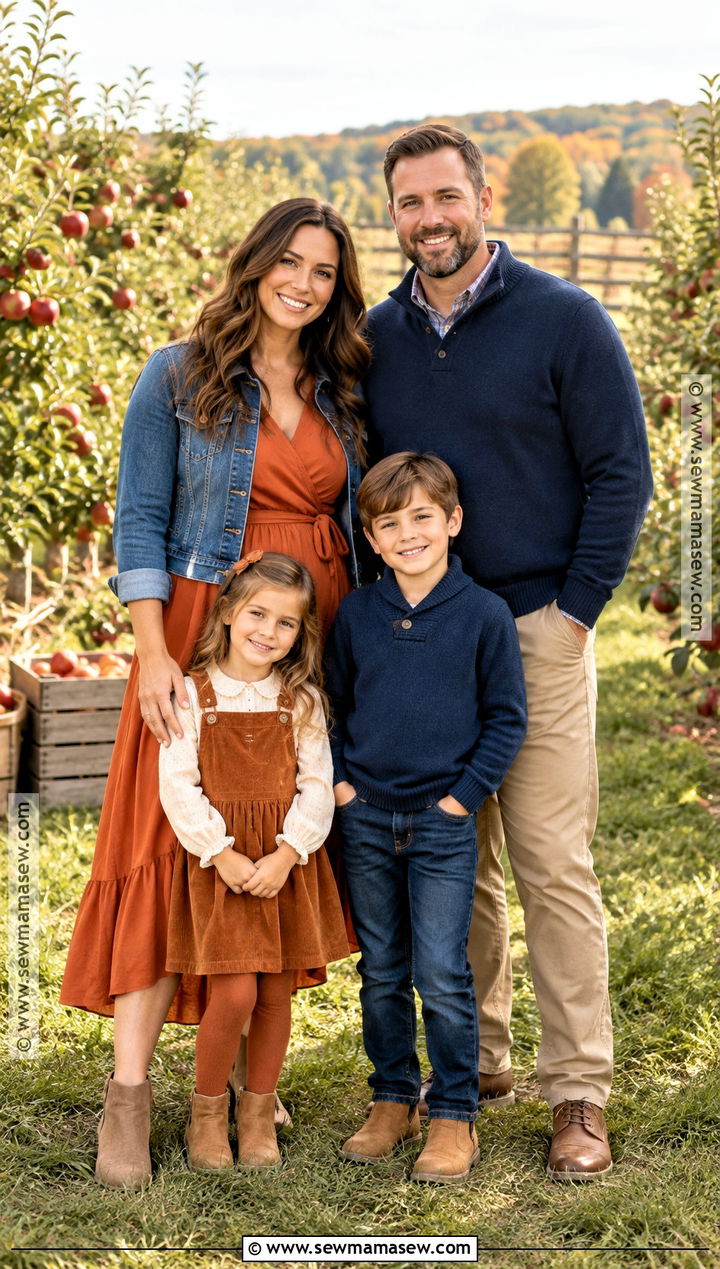 Pumpkin And Navy Family Photoshoot Outfit - 25 Fall Photoshoot Outfits for Family
