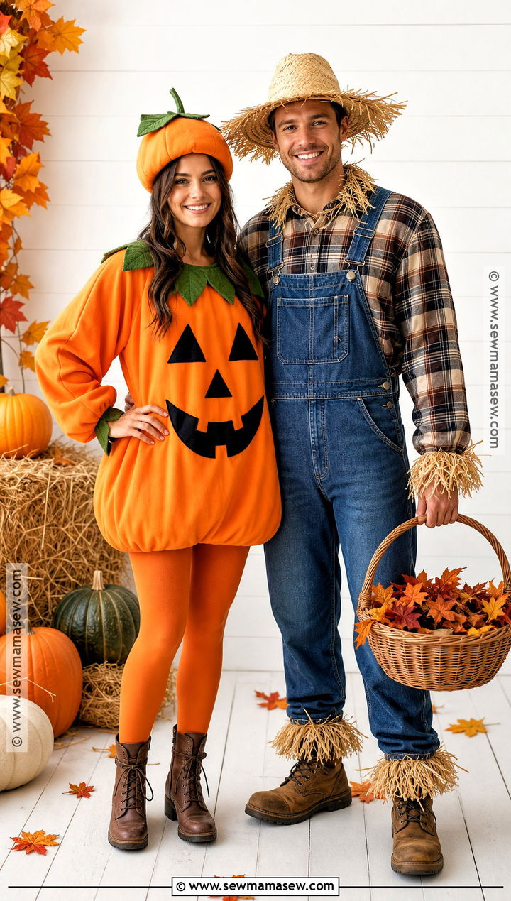 Pumpkin And Scarecrow Couple Costume - 50 couple costumes for halloween