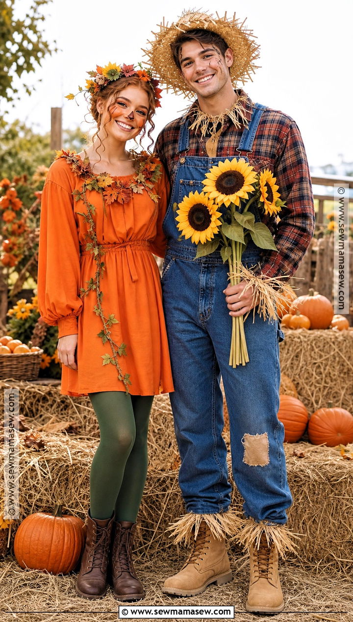 Pumpkin And Scarecrow Duo Costume - 40 halloween costume duo ideas