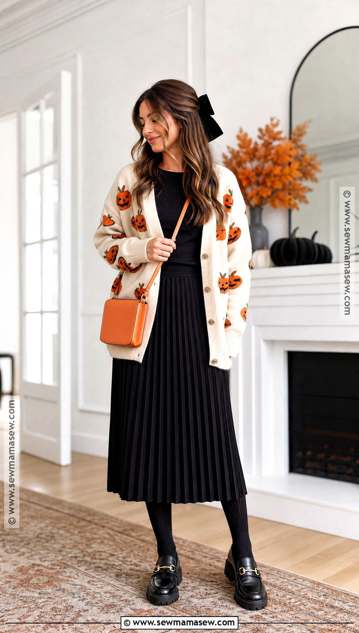Pumpkin Cardigan Halloween Party Outfit - 40 halloween party outfits