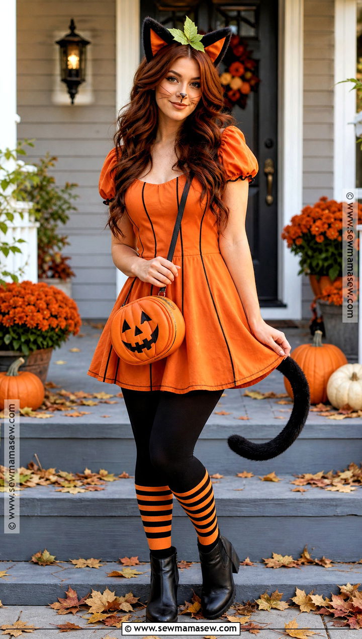 Pumpkin Cat Costume - 30 Cat Halloween Costumes for Women
