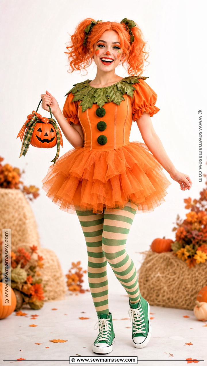 Pumpkin Clown Costume With Orange Tutu - 30 Costume Clown Ideas