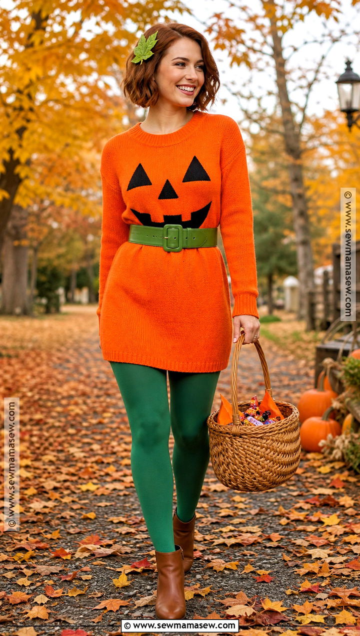 Pumpkin Costume With Orange Bob - 30 halloween costumes short hair