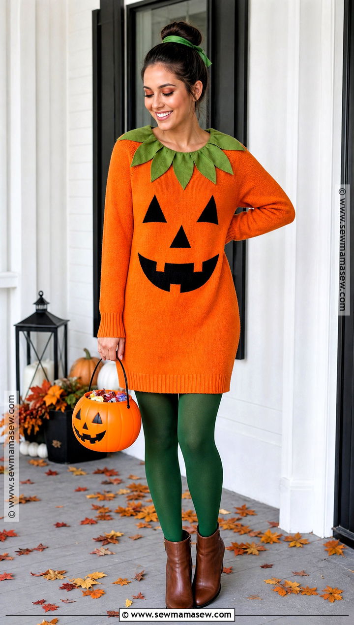 Pumpkin Costume With Orange Dress - 40 good halloween costumes