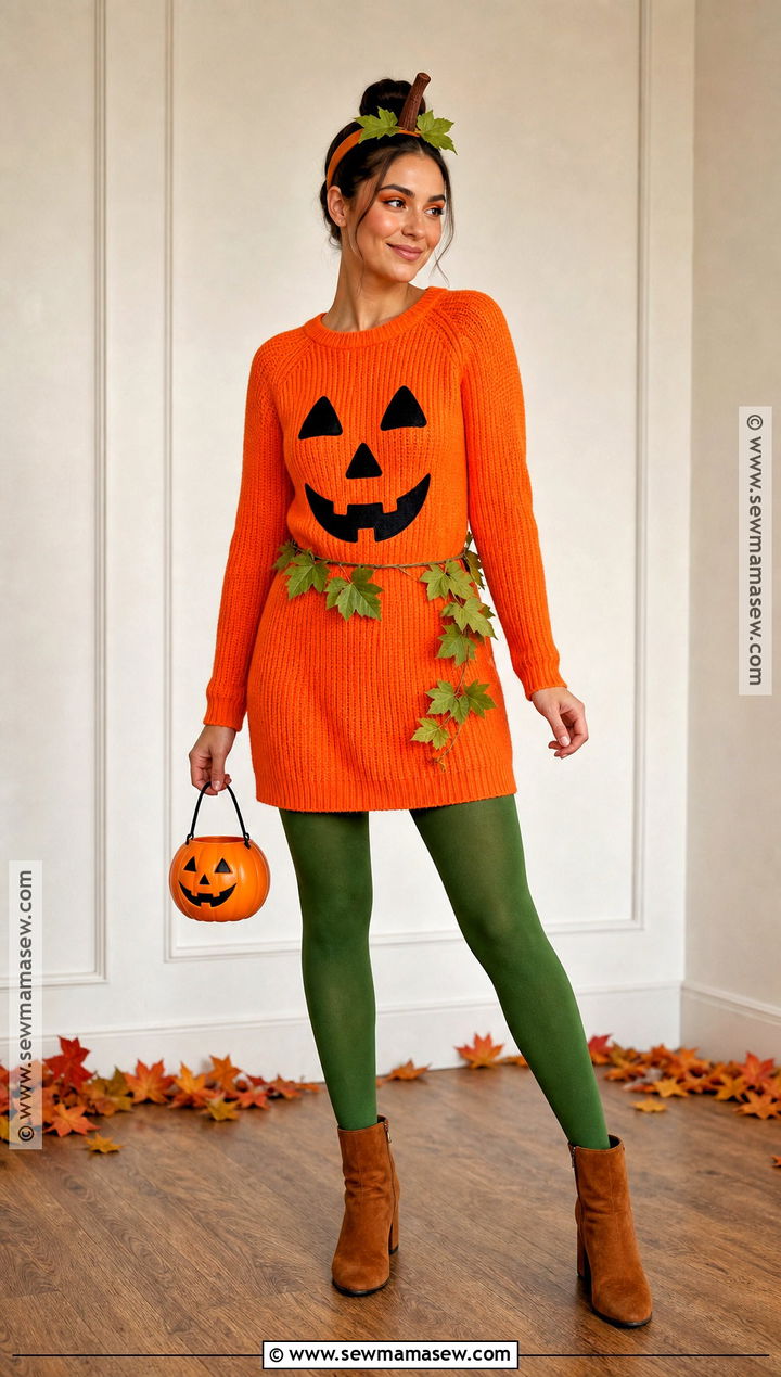 Pumpkin Costume With Orange Dress - 45 costume party ideas