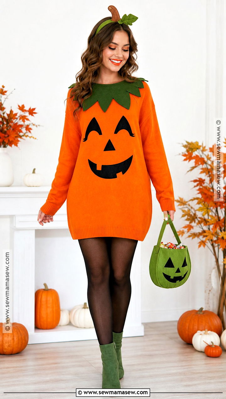 Pumpkin Costume With Orange Dress - 50 cute halloween costumes