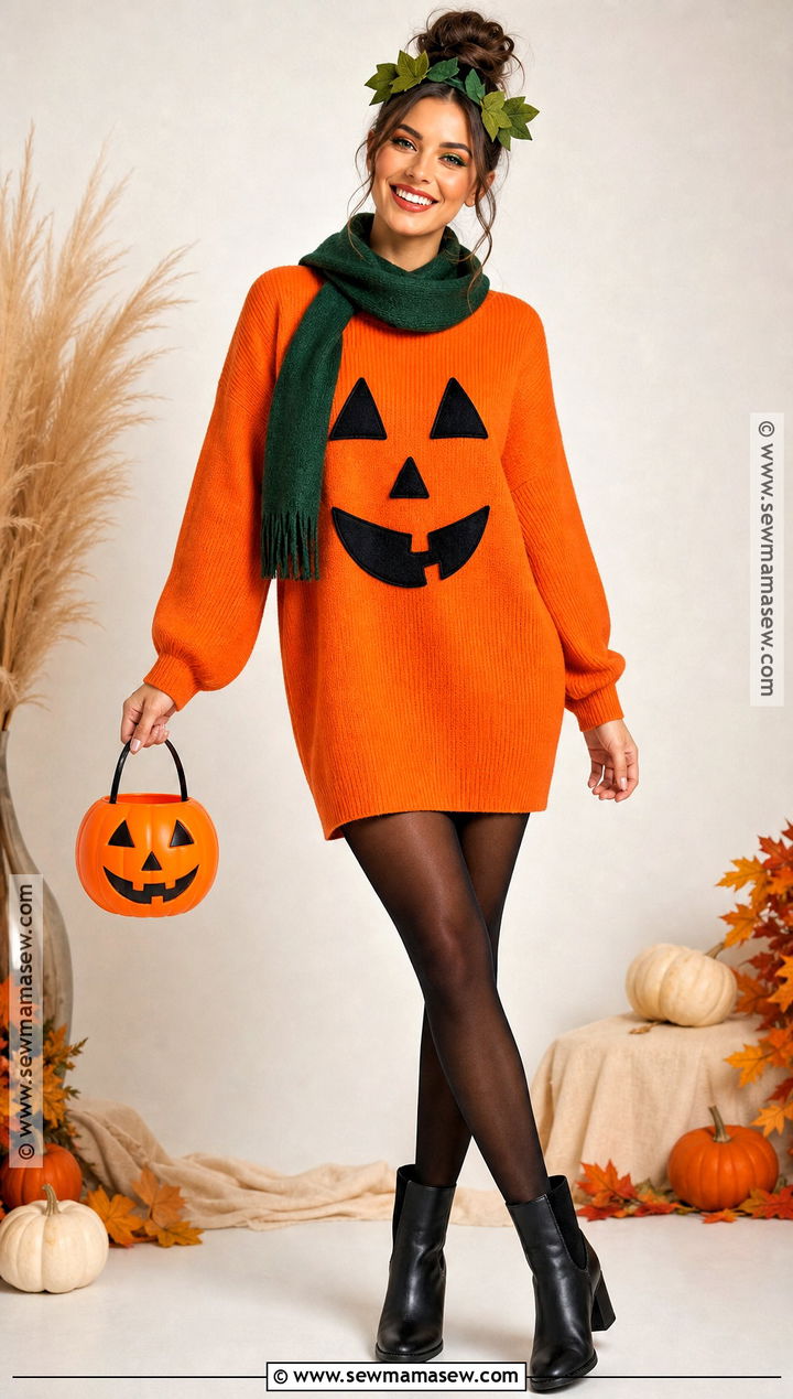 Pumpkin Costume With Orange Dress - 50 easy halloween costumes for women
