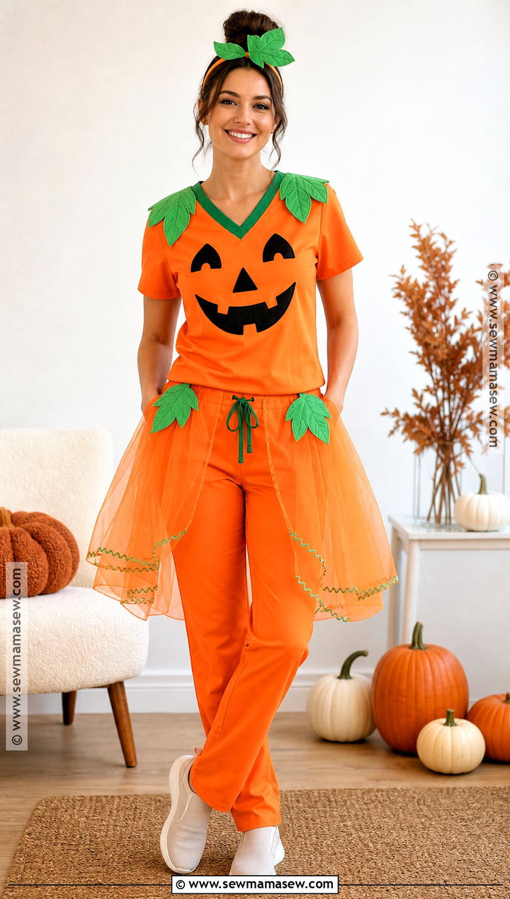 Pumpkin Costume With Orange Scrubs - 30 scrubs halloween costume ideas