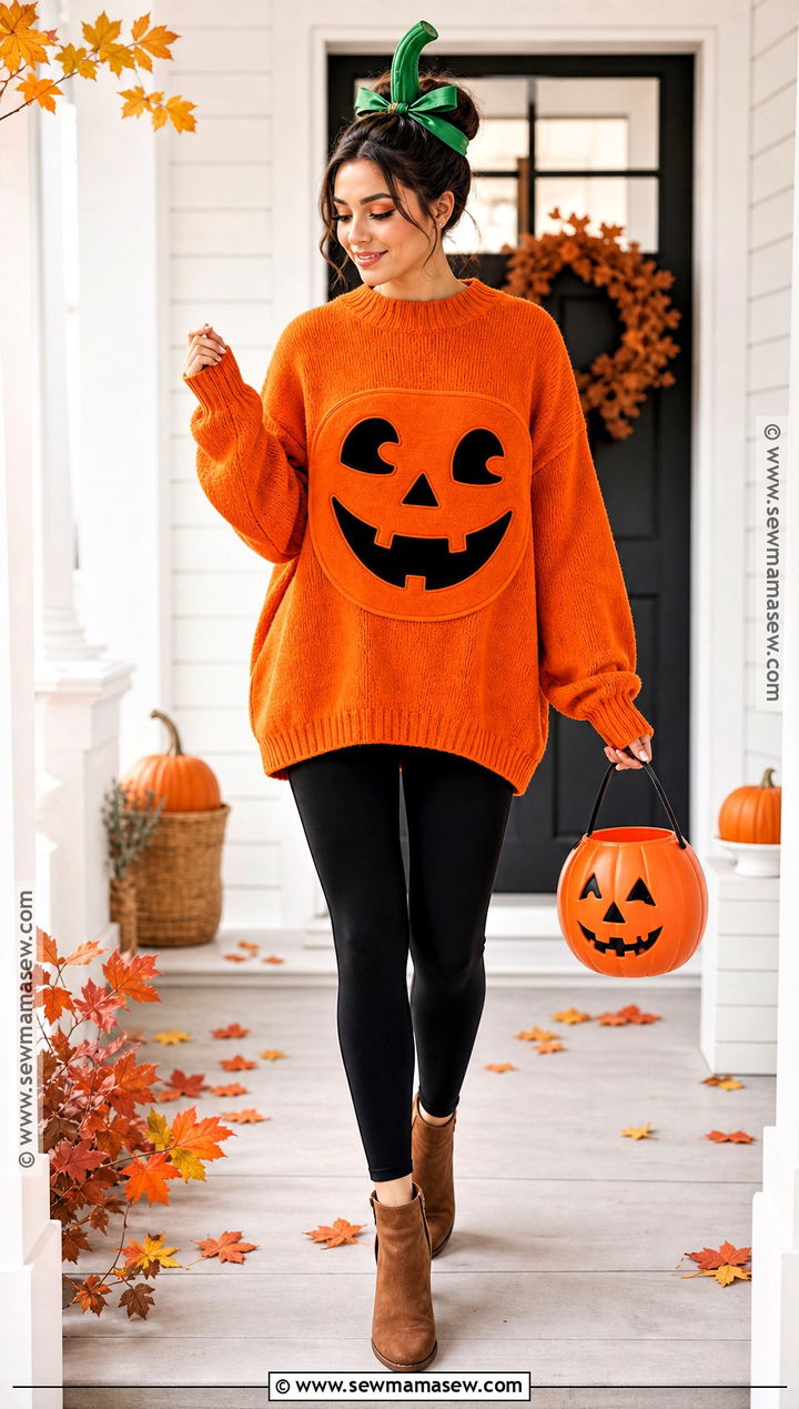 Pumpkin Costume With Orange Sweater - 50 costume ideas