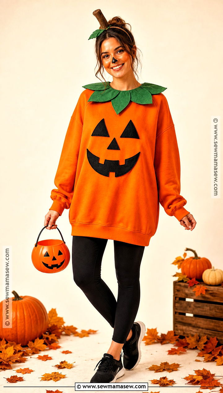 Pumpkin Costume With Orange Sweatshirt - 50 simple halloween costumes