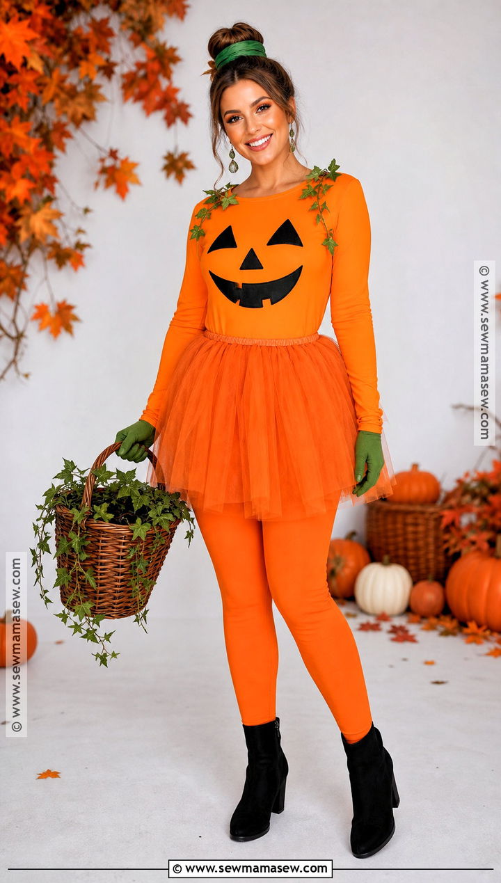 Pumpkin Costume With Orange Tulle Skirt - 30 costume for halloween ideas