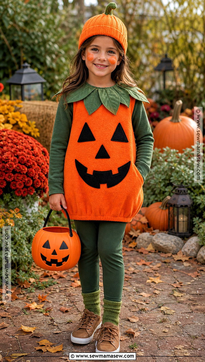 Pumpkin Costume With Orange Tunic - 45 kids halloween costumes