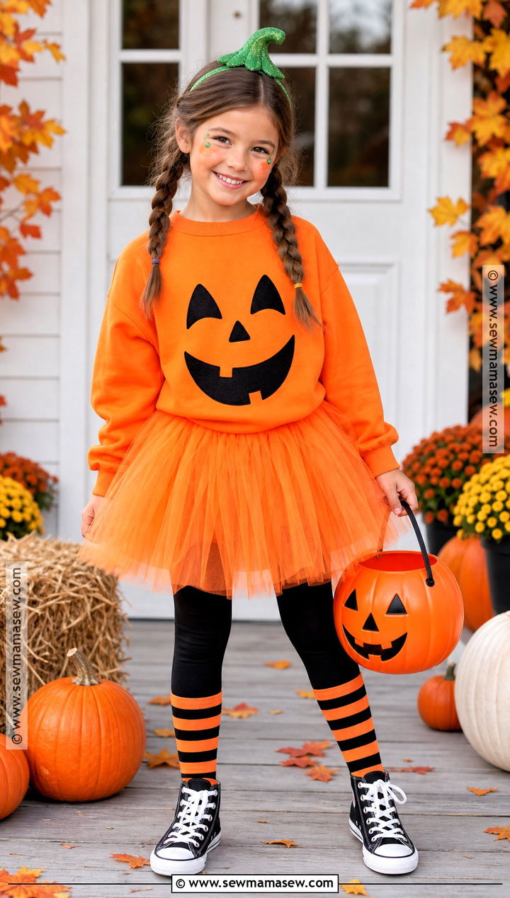 Pumpkin Costume With Orange Tutu - 30 halloween costumes girls for kids