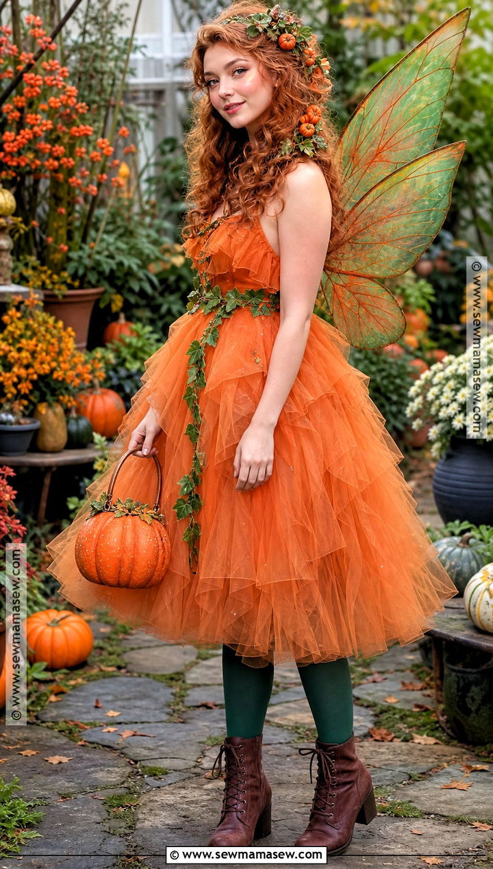 Pumpkin Fairy Costume With Orange Dress - 30 ginger hair costume ideas