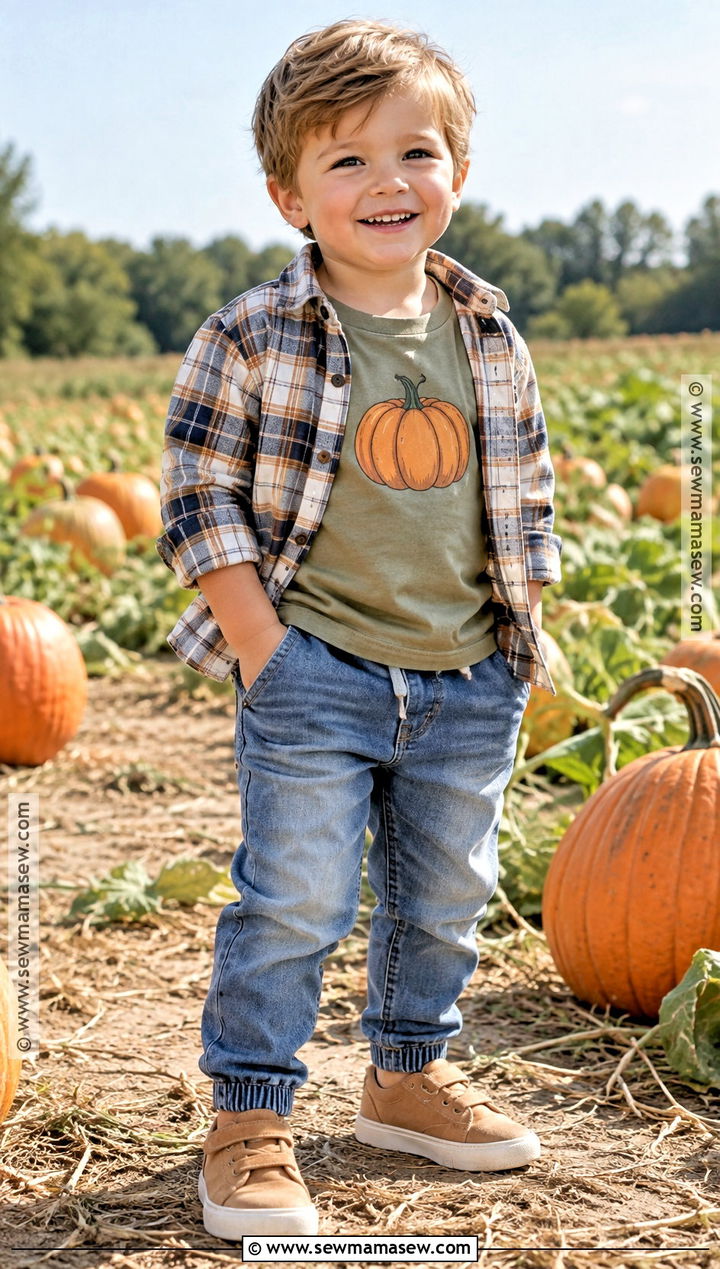Pumpkin Graphic Tee And Jeans Outfit - 20 Pumpkin Patch Toddler Outfit Ideas for Boys