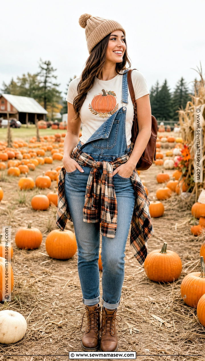 Pumpkin Halloween Shirt With Overalls - 40 halloween shirts