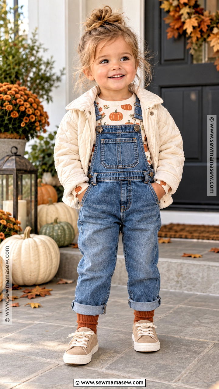 Pumpkin Kids Thanksgiving Shirt With Denim Overalls - 20 kids thanksgiving shirts