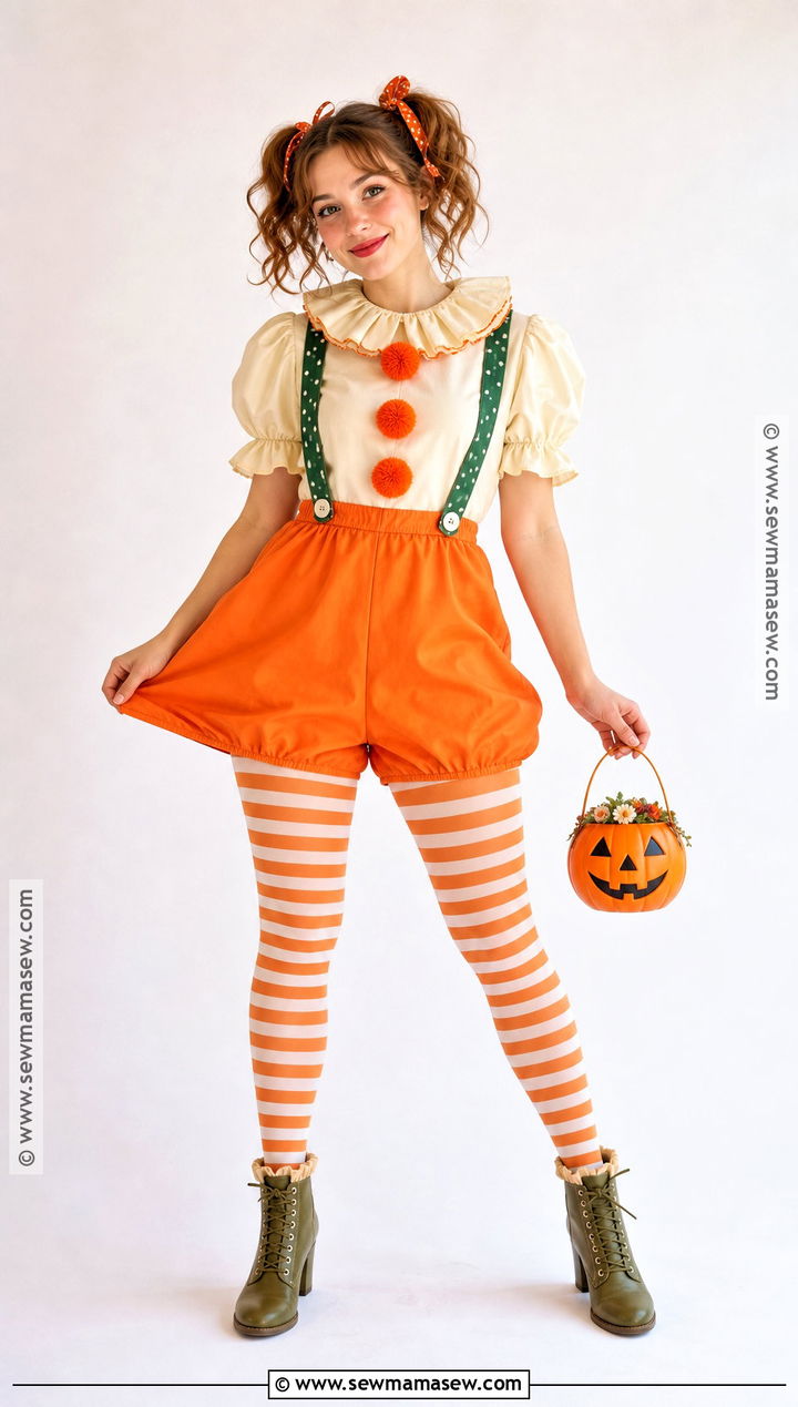 Pumpkin Orange Clown Costume - 30 Cute Clown Costume Ideas for Women