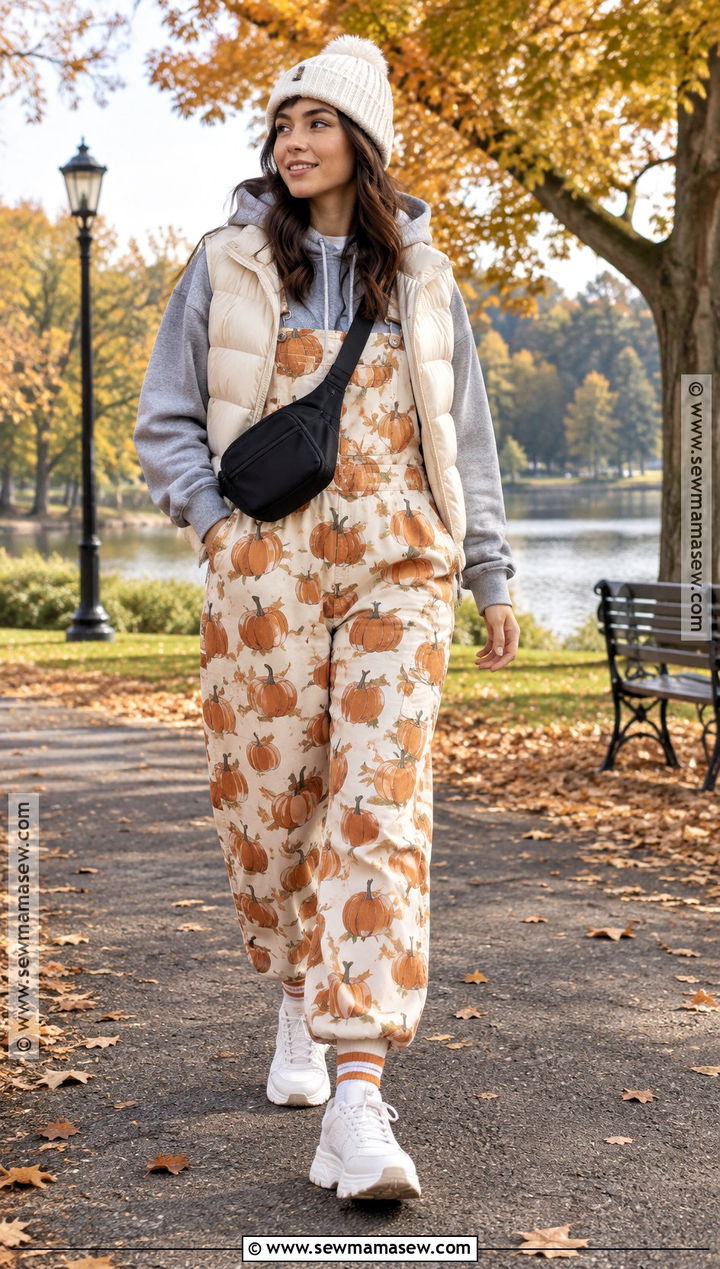 Pumpkin Overalls With Cozy Hoodie - 15 Pumpkin Overalls