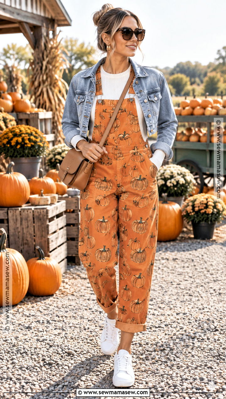 Pumpkin Overalls With Denim Jacket - 15 Pumpkin Overalls