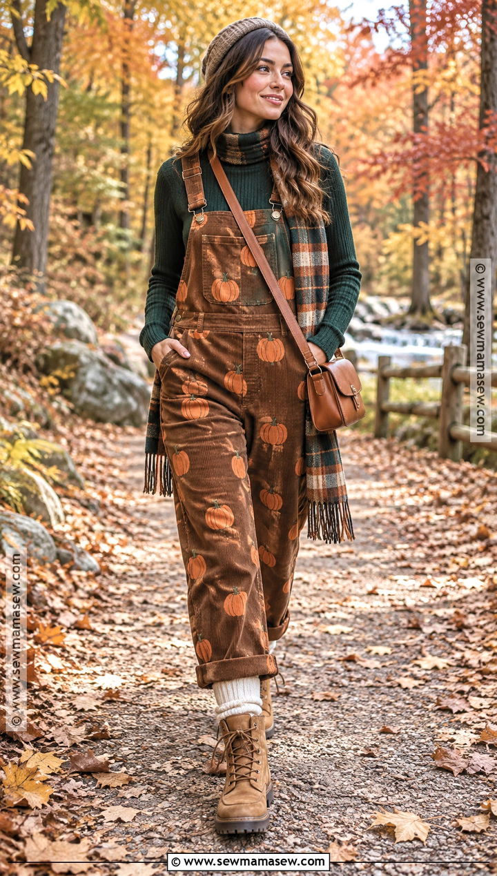 Pumpkin Overalls With Green Sweater - 15 Pumpkin Overalls