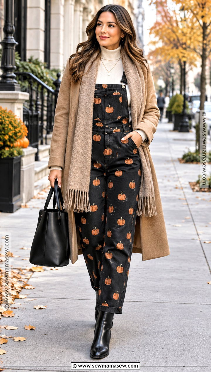 Pumpkin Overalls With Long Coat - 15 Pumpkin Overalls