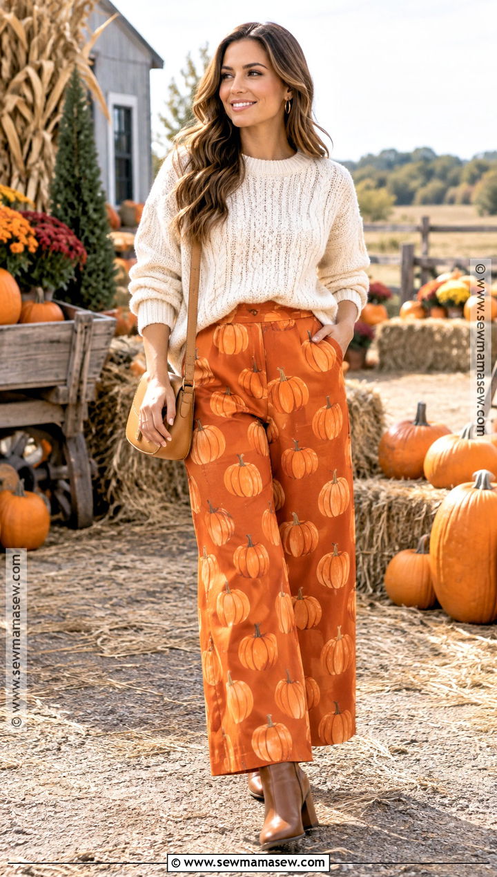 Pumpkin Pants With A Cream Sweater - 20 pumpkin pants
