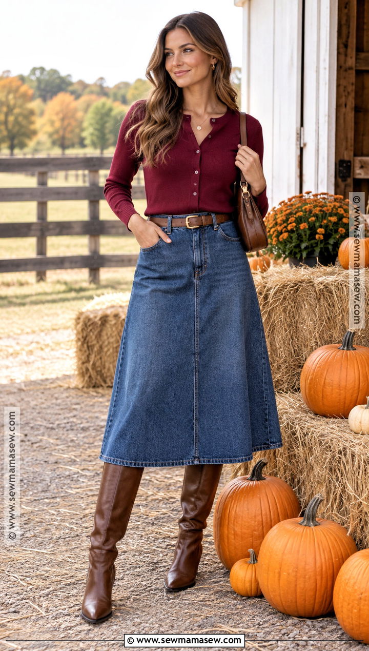 Pumpkin Patch Cardigan And Denim Skirt - 15 Pumpkin Patch Clothes