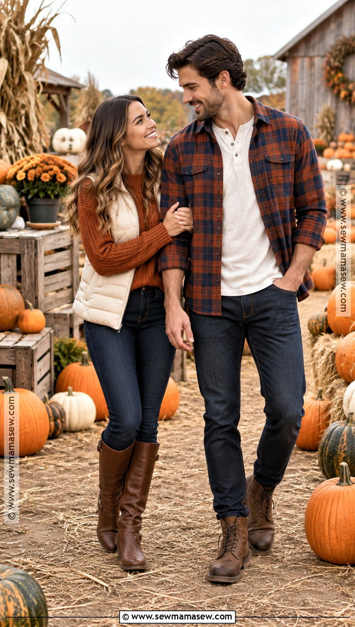 Pumpkin Patch Couple Autumn Outfit - 15 couples autumn outfits