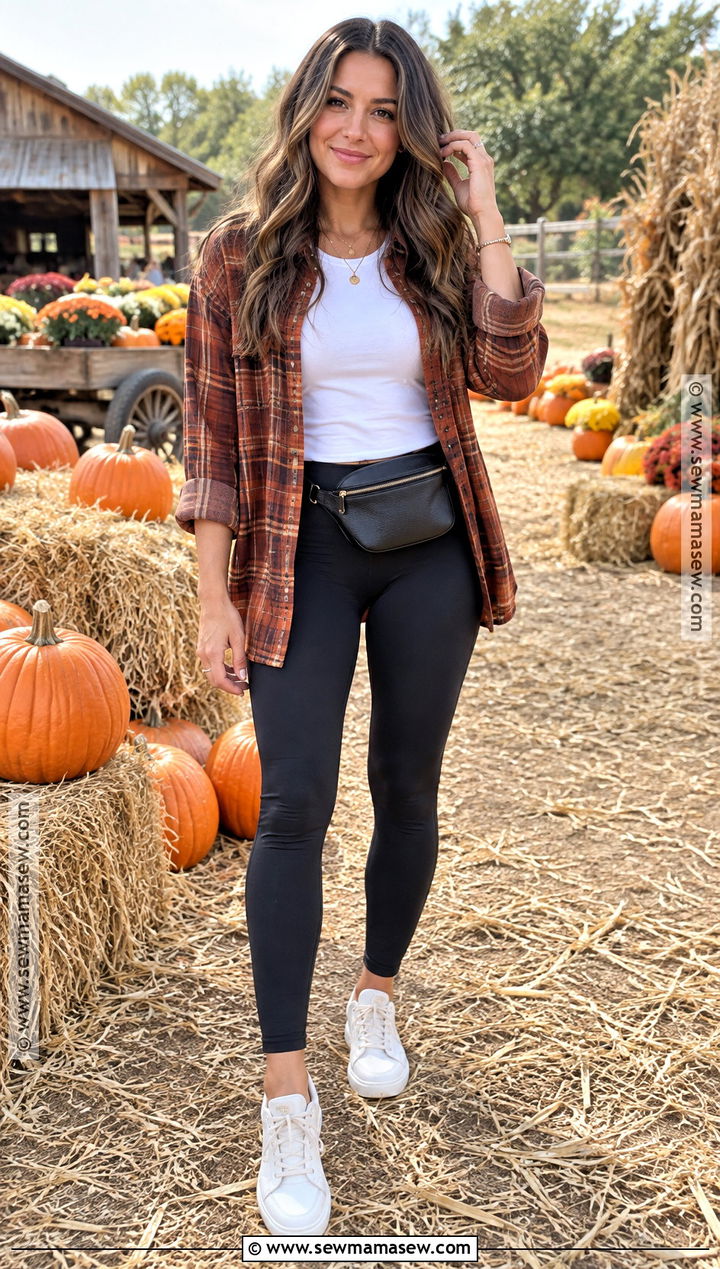 Pumpkin Patch Flannel Shirt And Black Leggings - 15 Pumpkin Patch Clothes