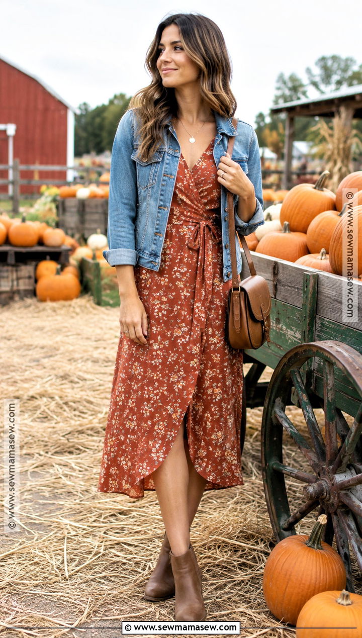 Pumpkin Patch Midi Dress And Denim Jacket - 15 Pumpkin Patch Clothes