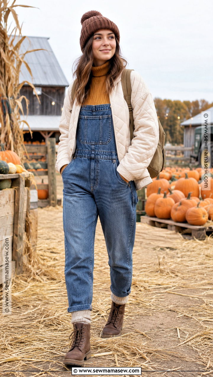 Pumpkin Patch Outfit With Overalls And Turtleneck - 25 pumpkin patch outfit cold weather ideas