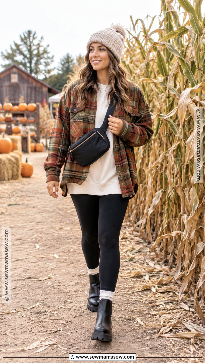 Pumpkin Patch Outfit With Shacket And Leggings - 15 fall fits for pumpkin patch