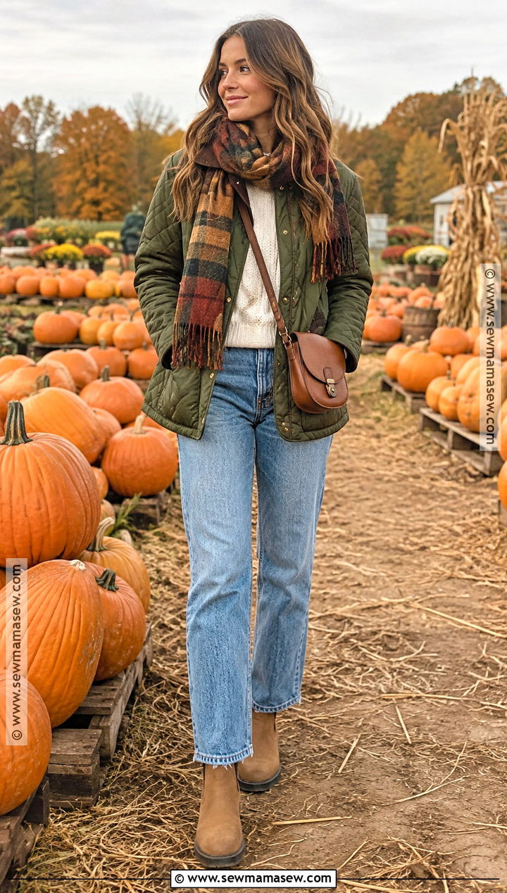 Pumpkin Patch Outfit With Sweater And Jeans - 20 Outdoor Fall Outfits for Women