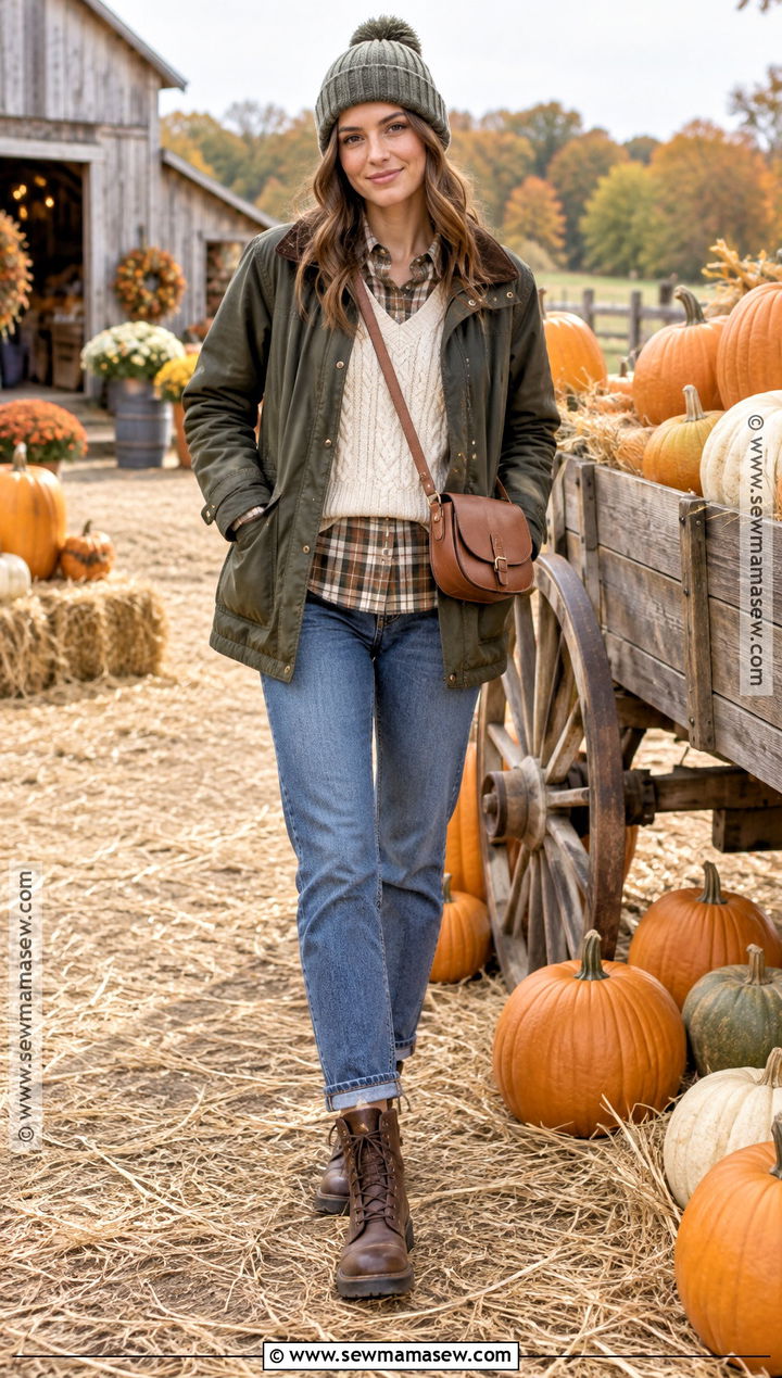 Pumpkin Patch Outfit With Sweater Vest And Flannel Shirt - 25 pumpkin patch outfit cold weather ideas