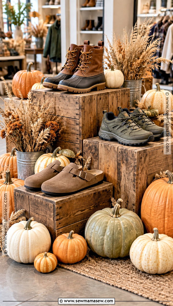 Pumpkin Patch Shoe Display - 15 Fall Shoe Collection Display Ideas