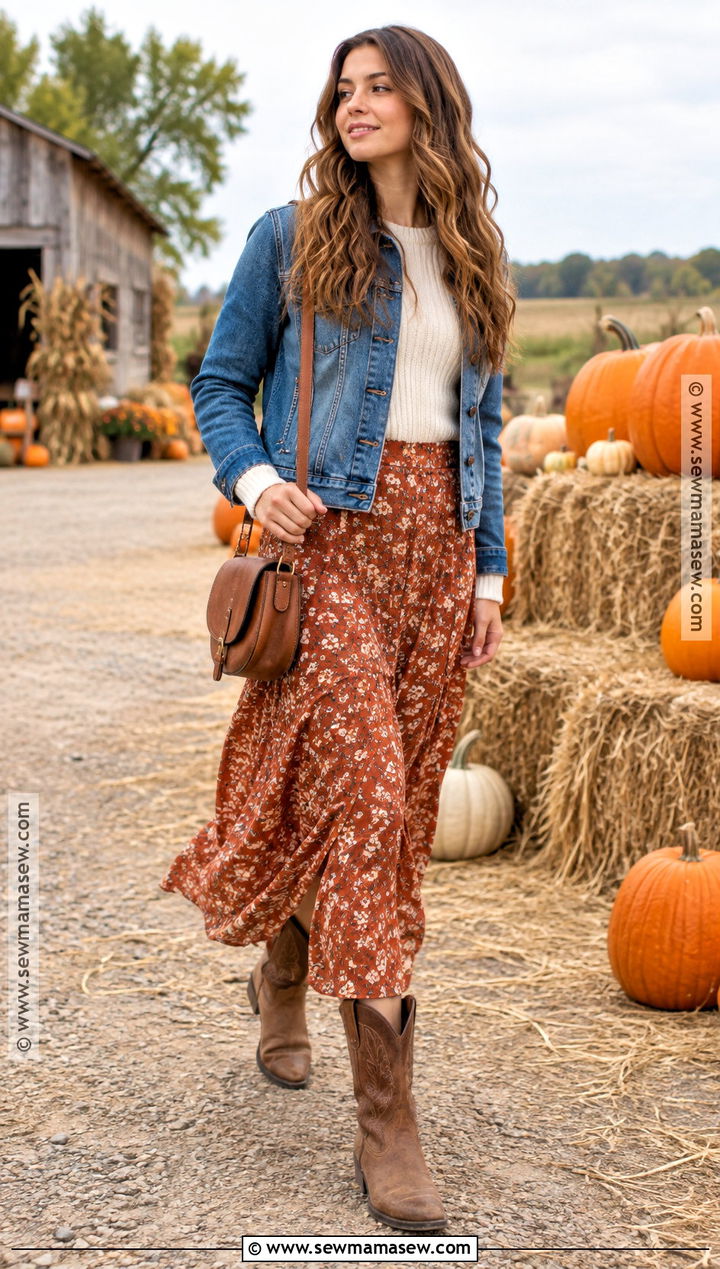 Pumpkin Picking Outfit With A Midi Skirt - 25 Pumpkin Picking Outfit Fall Ideas