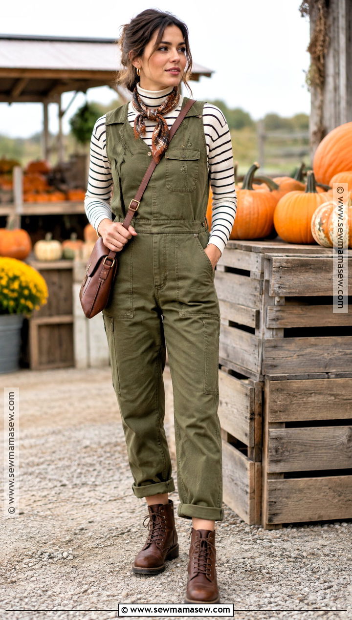 Pumpkin Picking Outfit With A Utility Jumpsuit - 25 Pumpkin Picking Outfit Fall Ideas