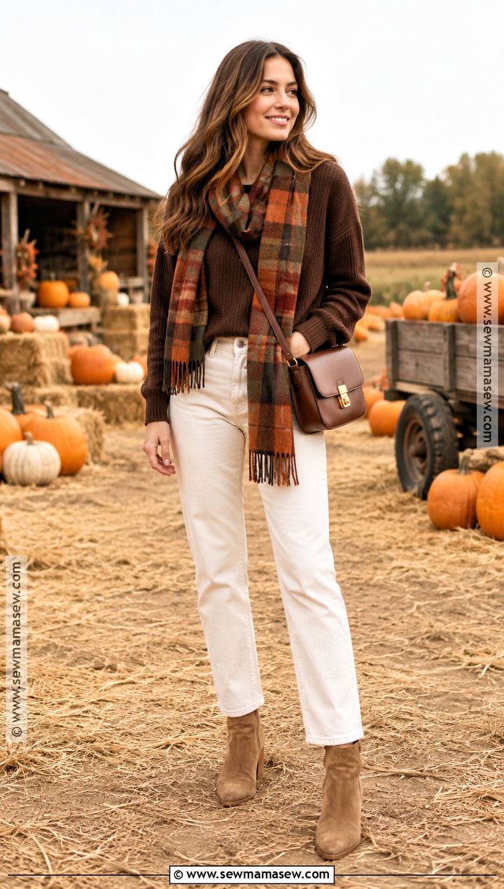 Pumpkin Picking Outfit With White Jeans - 25 Pumpkin Picking Outfit Fall Ideas