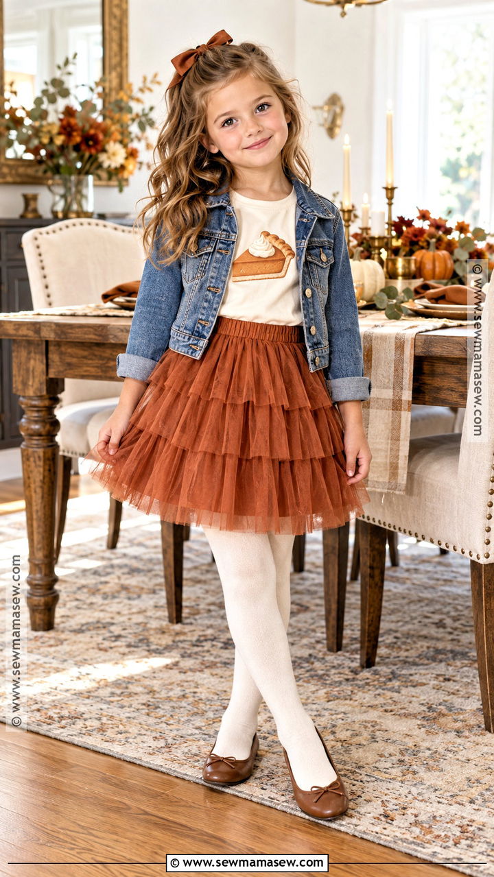 Pumpkin Pie Shirt With A Tulle Skirt - 20 kids thanksgiving shirts