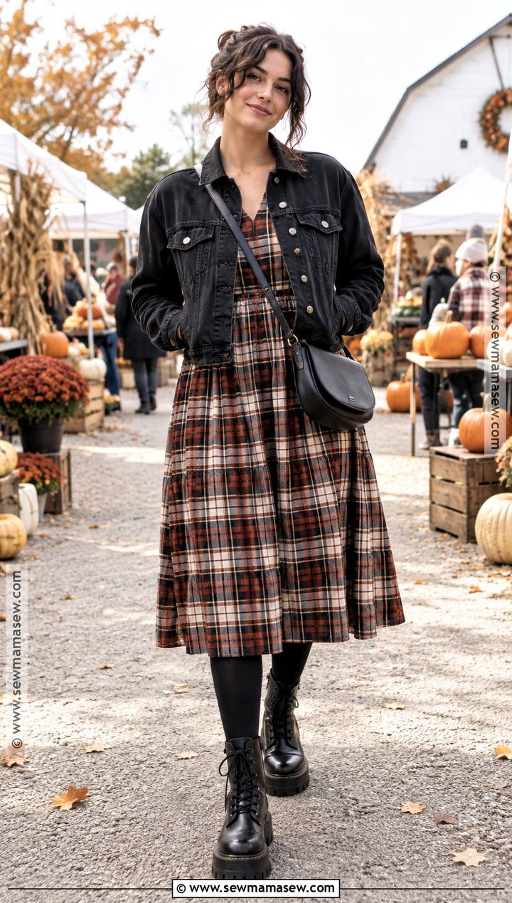 Pumpkin Plaid Dress With Combat Boots - 15 pumpkin dress ideas for women