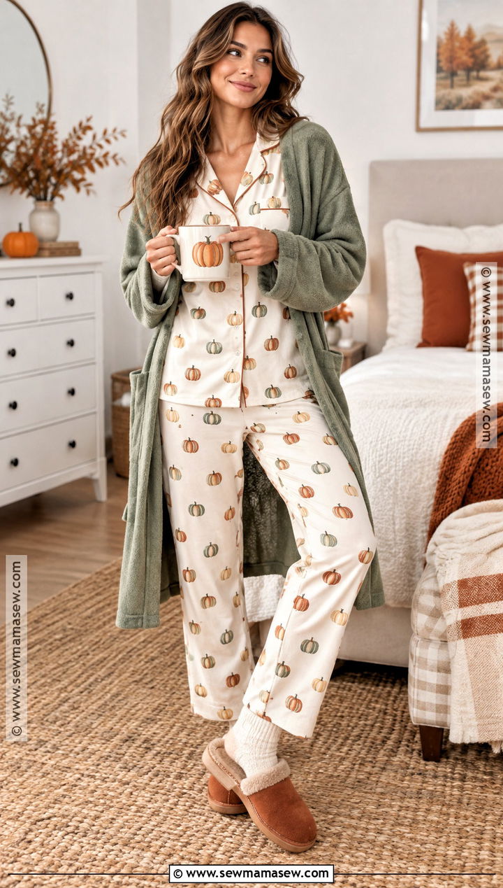 Pumpkin Print Autumn Pyjamas - 20 Autumn Pyjamas Ideas