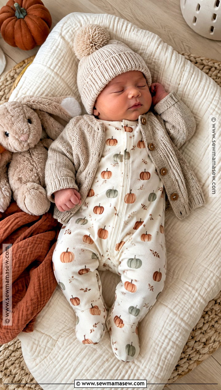 Pumpkin Print Sleeper Outfit - 15 november newborn outfits
