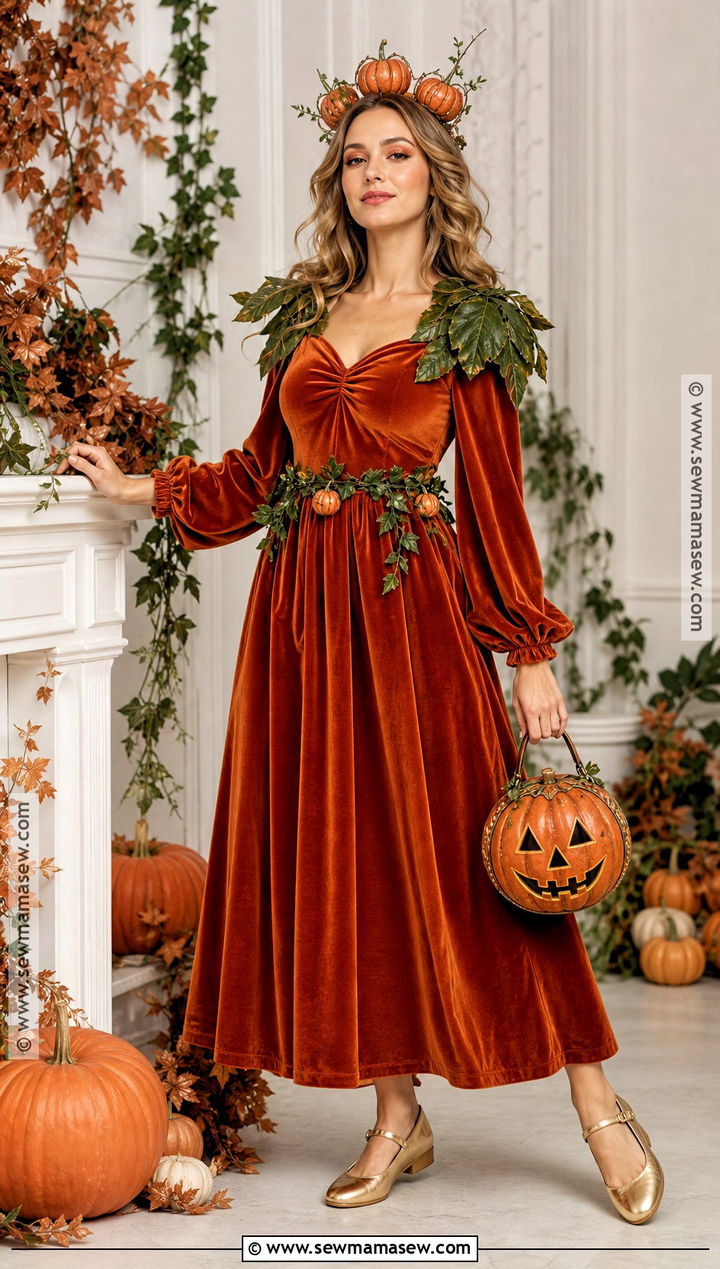 Pumpkin Queen Costume With Orange Dress - 35 womens halloween costume ideas