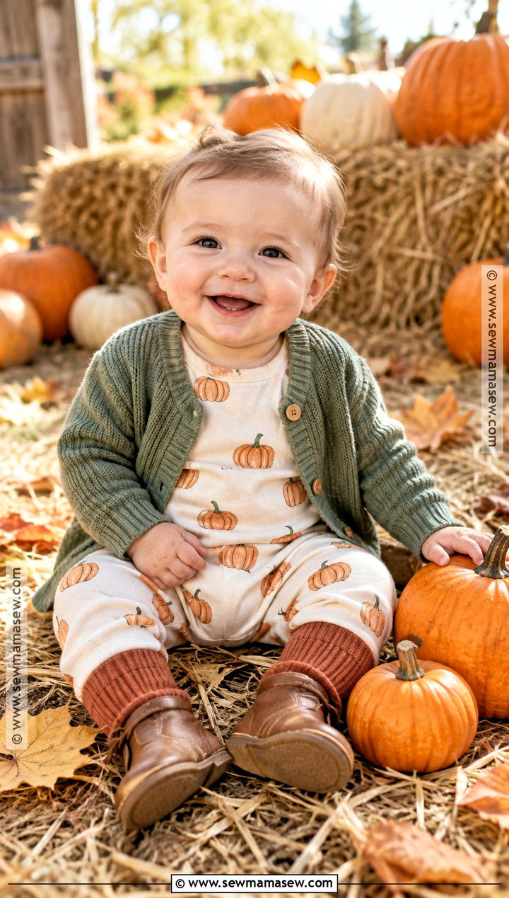 Pumpkin Romper And Cardigan Fall Baby Outfit - 20 fall baby outfits