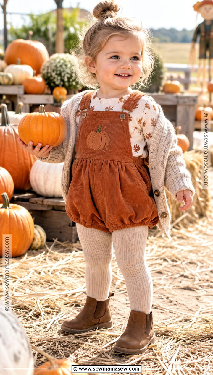 Pumpkin Romper And Long Sleeve Tee Fall Toddler Outfit - 15 fall themed toddler clothing ideas
