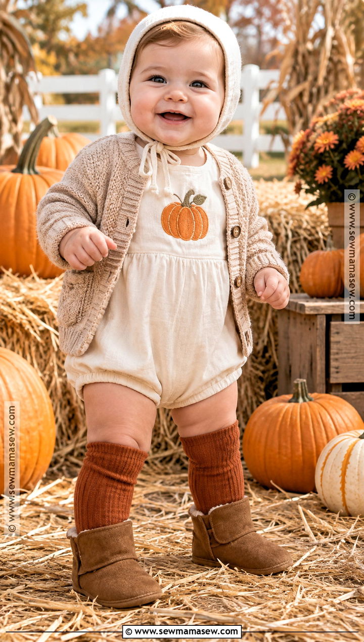Pumpkin Romper Baby Outfit - 15 autumn themed baby clothes