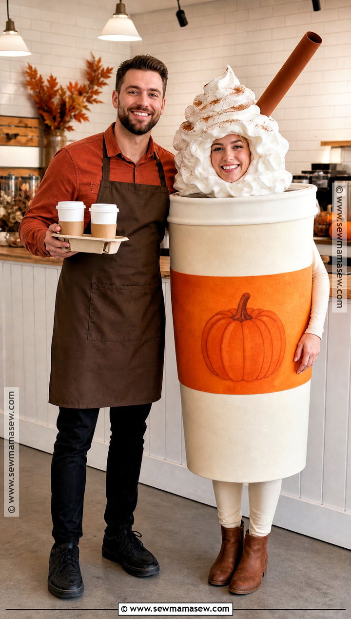 Pumpkin Spice Drink And Barista Duo Costume - 40 duo halloween costumes unique
