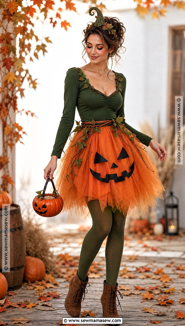 Pumpkin Spirit Costume With Orange Tulle Skirt - 35 spooky halloween costumes